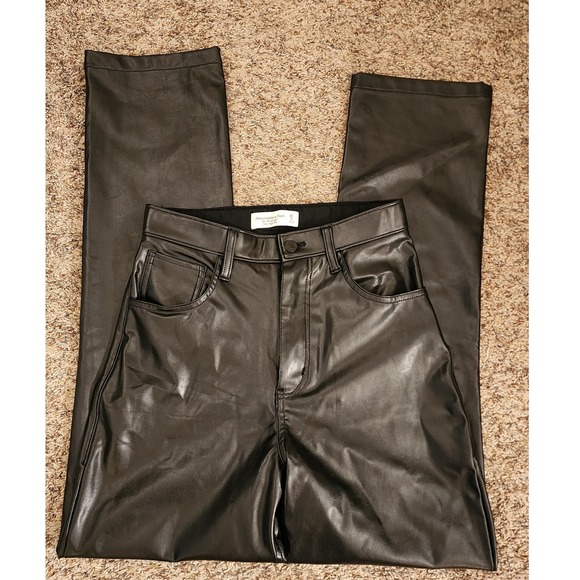 Abercrombie & Fitch Pants - Abercrombie Curve Love 90s Straight Ultra High Rise Vegan Leather Pants 26/2